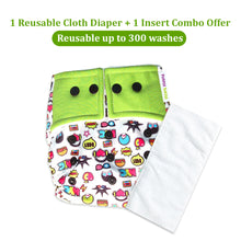 Load image into Gallery viewer, Purple Turtle Baby Record Book with Washable and Reusable Cloth Diaper with Inserts : Pack of 3 | for Babies 3 Months-3 Years | Free Size and Adjustable | 100% Natural, Non-Toxic and Chemical-Free Baby Diapers