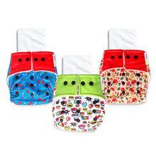 Load image into Gallery viewer, Purple Turtle Washable and Reusable Cloth Diaper with Inserts : Pack of 3 | for Babies 3 Months-3 Years | Free Size and Adjustable | 100% Natural, Non-Toxic and Chemical-Free Baby Diapers