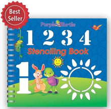 Load image into Gallery viewer, 1234 Stencilling Book - Fun Early Learning Activity Book - Purple Turtle - For Kids Ages 3-7