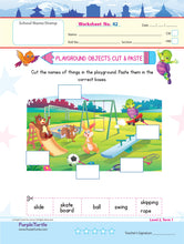Load image into Gallery viewer, Purple Turtle Preschool Worksheets for LKG - English, Maths & EVS - 100 Worksheets (100 Activities - 50 Leaves) for Early Learning