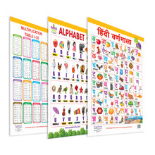 Load image into Gallery viewer, Hindi Varnmala, Alphabet and Multiplication Educational Wall Charts for Kids