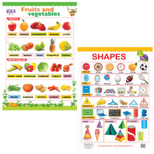 Load image into Gallery viewer, Fruits & Vegetables and Shapes Educational Wall Charts for Kids