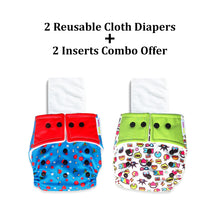 Load image into Gallery viewer, Purple Turtle Baby Record Book with Washable and Reusable Cloth Diaper with Inserts : Pack of 2 | for Babies 3 Months-3 Years | Free Size and Adjustable | 100% Natural, Non-Toxic and Chemical-Free Baby Diapers