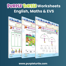 Load image into Gallery viewer, Purple Turtle Kids' Preschool Worksheets I Early Learning Fun Brain Development Activities For Children Ages 3+ I English, Maths, EVS Fun Exercises I 300 Activities 150 Loose Leaves