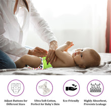 Load image into Gallery viewer, Purple Turtle Washable and Reusable Cloth Diaper with Inserts : Pack of 3  | for Babies 3 Months-3 Years | Free Size and Adjustable |  100% Natural, Non-Toxic and Chemical-Free Baby Diapers

