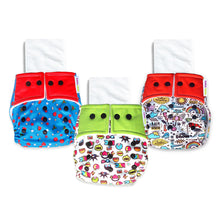 Load image into Gallery viewer, Purple Turtle Washable and Reusable Cloth Diaper with Inserts : Pack of 3  | for Babies 3 Months-3 Years | Free Size and Adjustable |  100% Natural, Non-Toxic and Chemical-Free Baby Diapers
