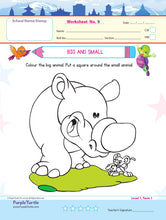 Load image into Gallery viewer, Purple Turtle Preschool Worksheets for Nursery - English, Maths &amp; EVS - 100 Worksheets (100 Activities - 50 Leaves) for Early Learning
