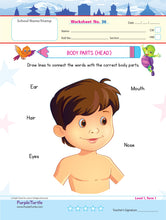 Load image into Gallery viewer, Purple Turtle Preschool Worksheets for Nursery - English, Maths &amp; EVS - 100 Worksheets (100 Activities - 50 Leaves) for Early Learning
