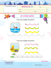 Load image into Gallery viewer, Purple Turtle Preschool Worksheets for Nursery - English, Maths &amp; EVS - 100 Worksheets (100 Activities - 50 Leaves) for Early Learning
