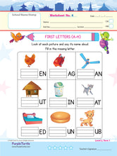 Load image into Gallery viewer, Purple Turtle Preschool Worksheets for LKG - English, Maths &amp; EVS - 100 Worksheets (100 Activities - 50 Leaves) for Early Learning
