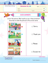 Load image into Gallery viewer, Purple Turtle Preschool Worksheets for LKG - English, Maths &amp; EVS - 100 Worksheets (100 Activities - 50 Leaves) for Early Learning
