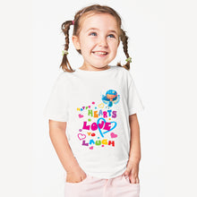 Load image into Gallery viewer, Colour Fairies Kids' T-Shirt - Hearts, Love, Laugh - For Toddlers, Girls - 100% Cotton Tshirt
