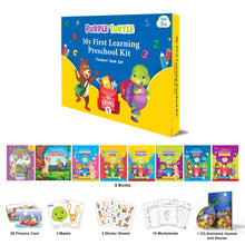 Load image into Gallery viewer, Preschool Kit for Nursery (Level-1) - Complete Kit (Set of 8 Books &amp; More) | For Children Ages 3-4 Years | Learn English, Maths, EVS, Hindi | For Homeschooling &amp; Preschool Classrooms
