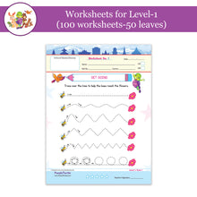 Load image into Gallery viewer, Purple Turtle Preschool Worksheets for Nursery - English, Maths &amp; EVS - 100 Worksheets (100 Activities - 50 Leaves) for Early Learning
