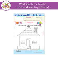 Load image into Gallery viewer, Purple Turtle Preschool Worksheets for LKG - English, Maths &amp; EVS - 100 Worksheets (100 Activities - 50 Leaves) for Early Learning
