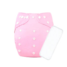 Load image into Gallery viewer, Purple Turtle Washable and Reusable Cloth Diaper with Inserts : Baby Pink, White &amp; Multicolour Cool Everyday Elements Pattern
